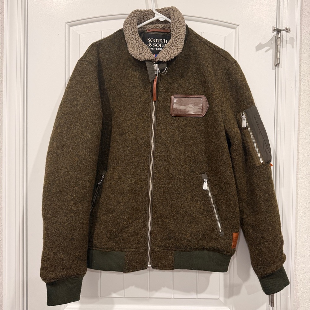SCOTCH & SODA wool-blended bomber jacket in military melange